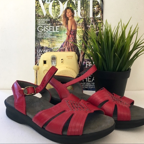 red huarache sandals